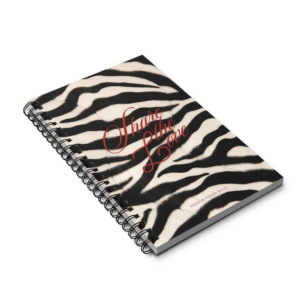 Share The Love Zebra Print Spiralnotizbuch - Maison Henry & Co.