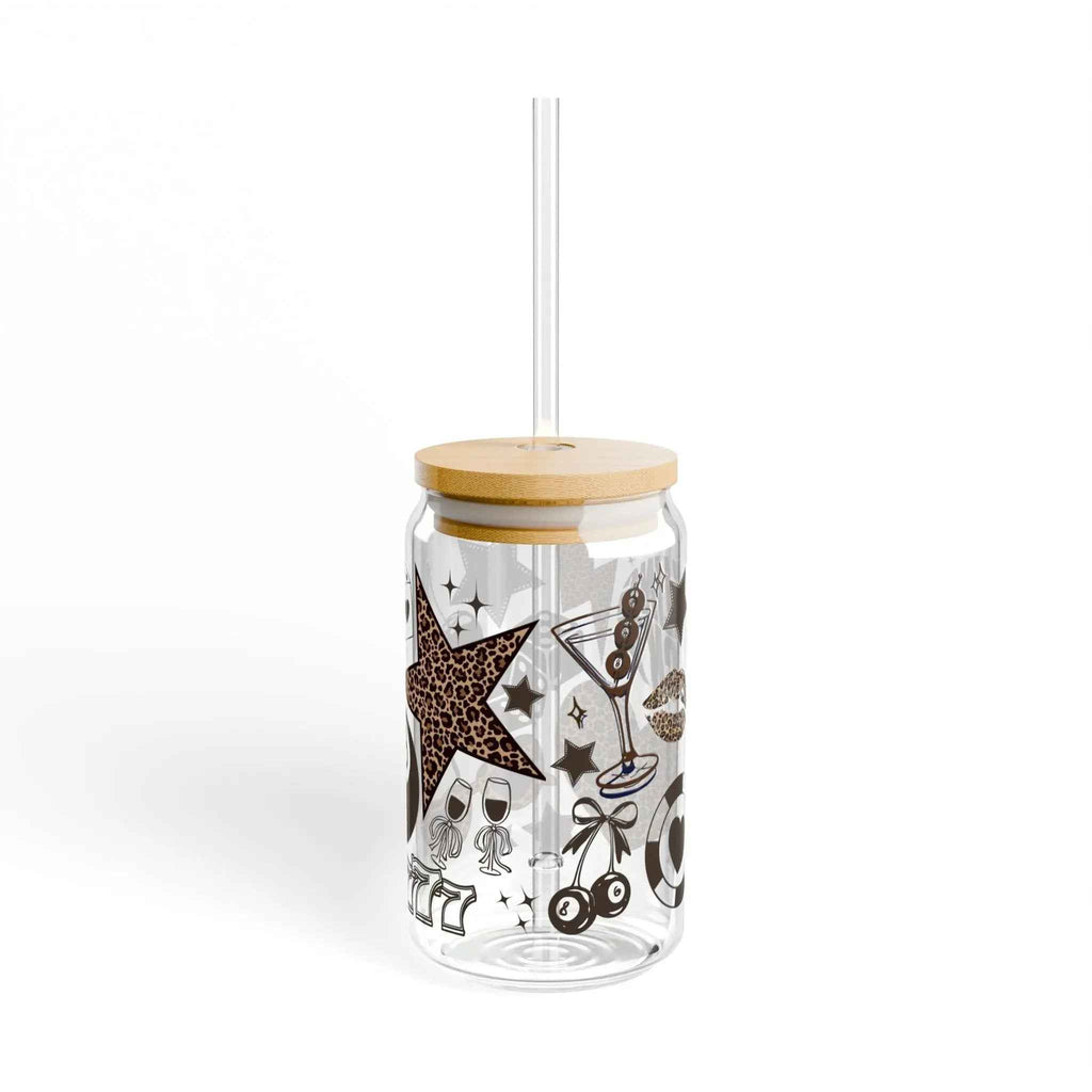 Leopard Print Sipper Glass 16oz - Maison Henry & Co.