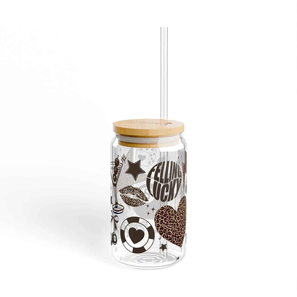 Leopard Print Sipper Glass 16oz - Maison Henry & Co.