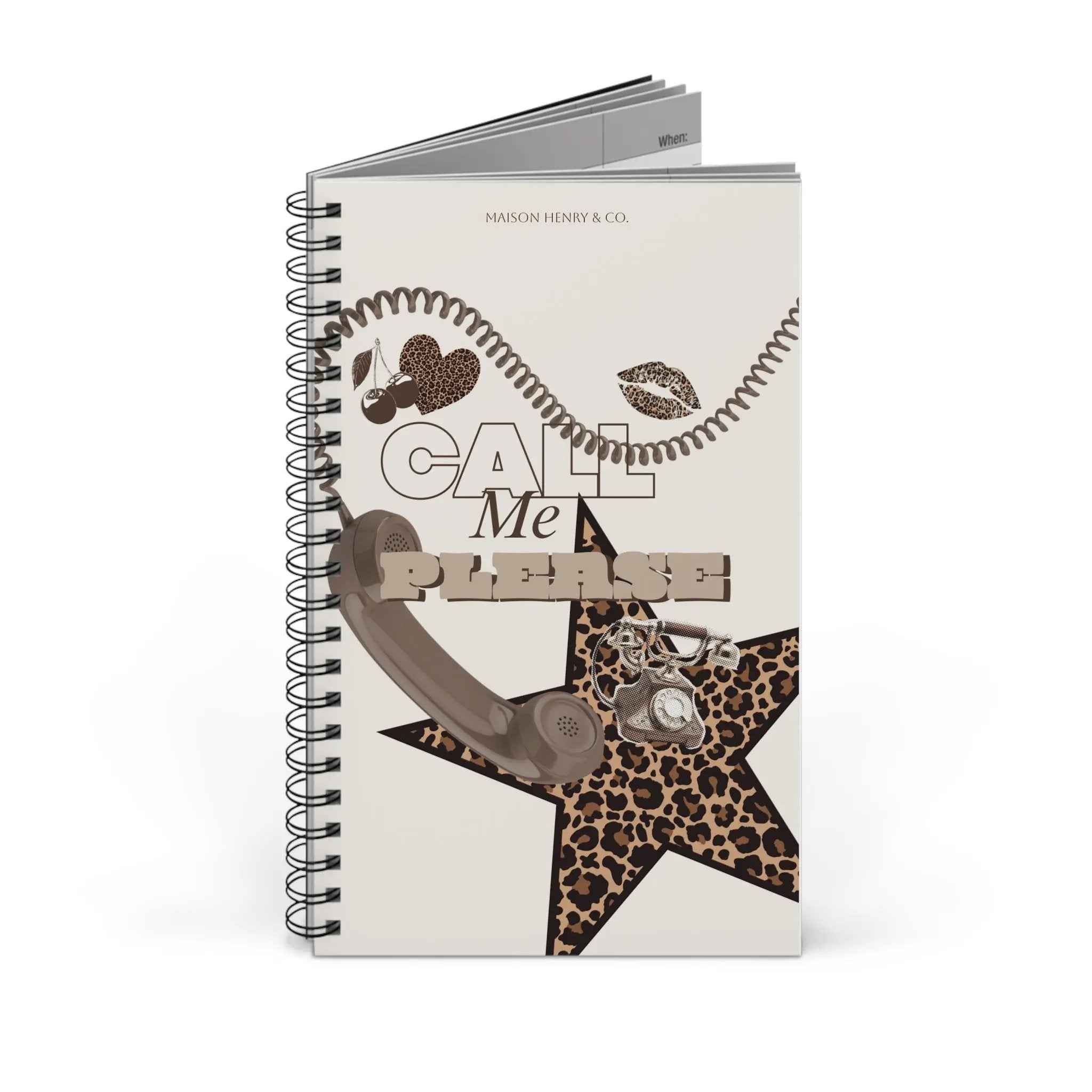Leopard Print Spiralnotizbuch - "Call Me Please" - Maison Henry & Co.
