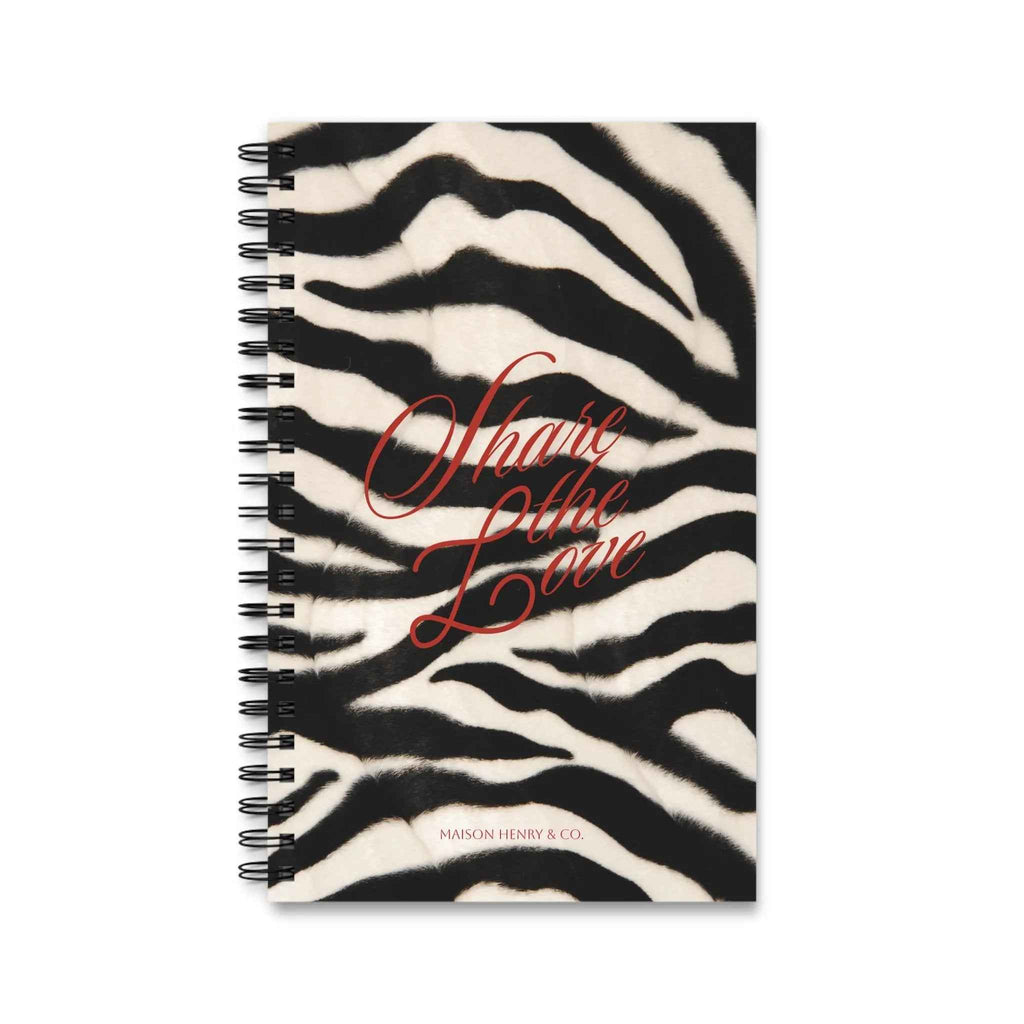 Share The Love Zebra Print Spiralnotizbuch - Maison Henry & Co.