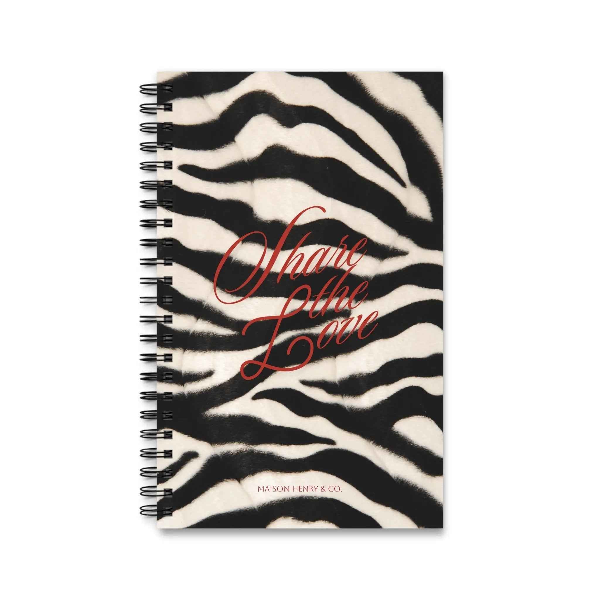 Share The Love Zebra Print Spiralnotizbuch - Maison Henry & Co.