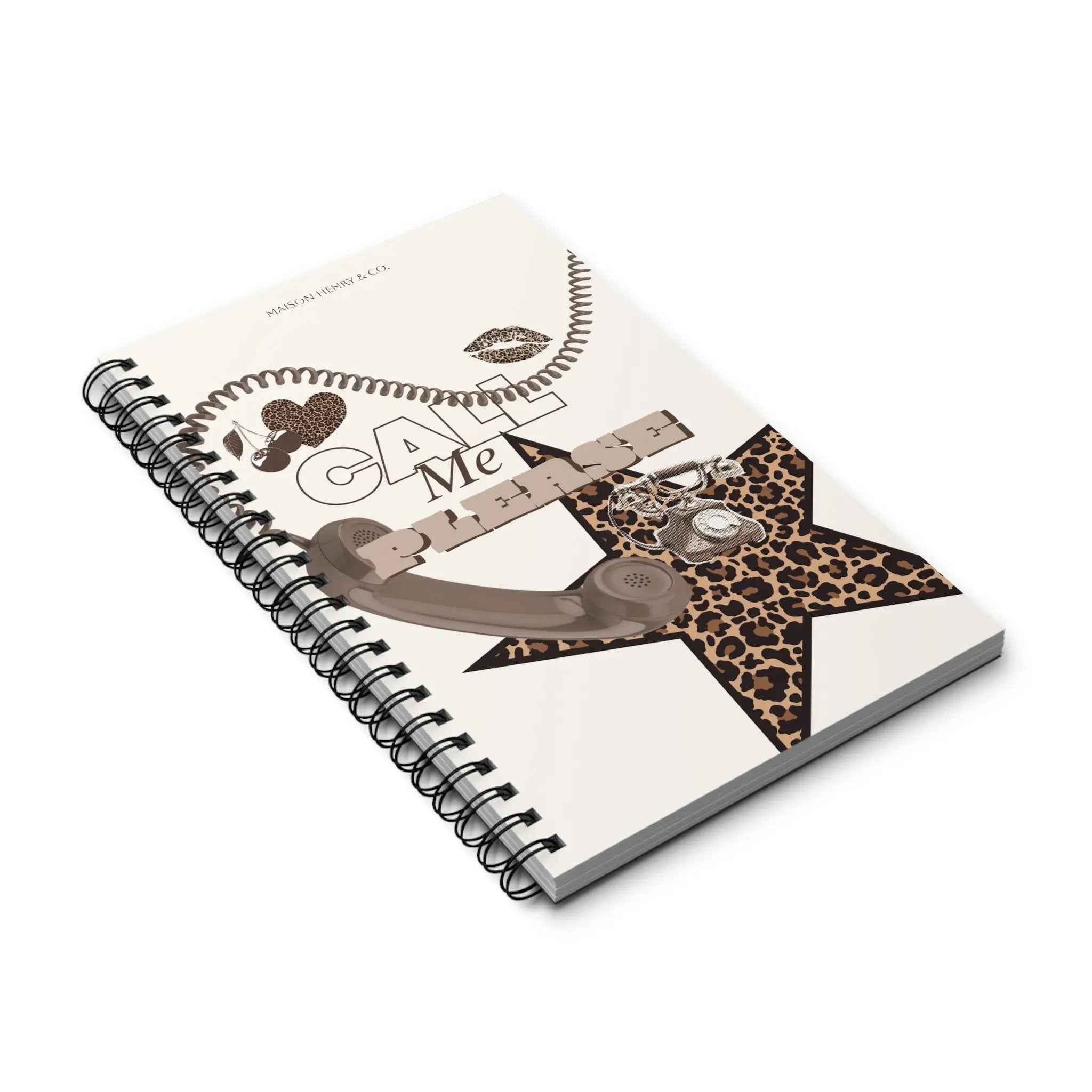 Leopard Print Spiralnotizbuch - "Call Me Please" - Maison Henry & Co.