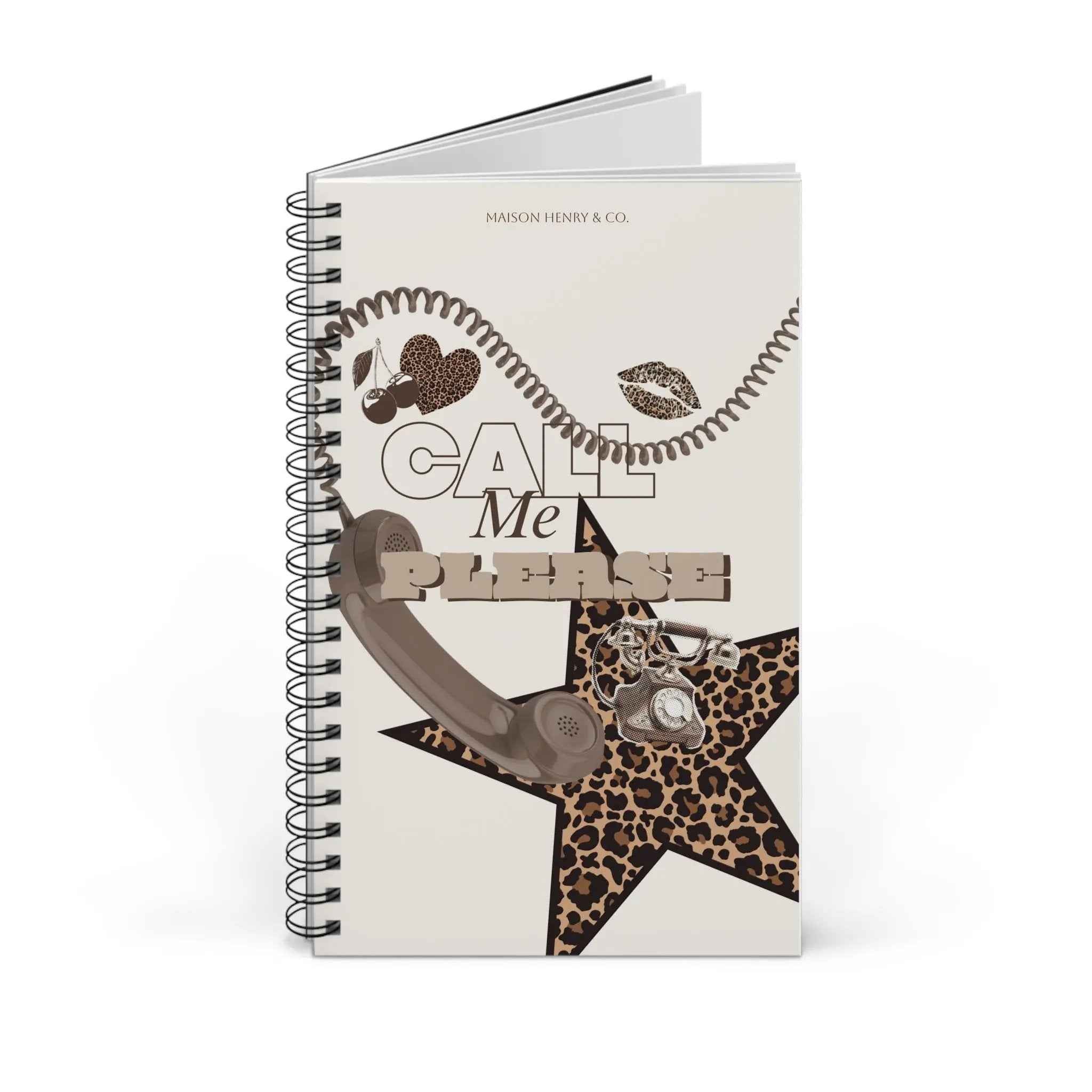 Leopard Print Spiralnotizbuch - "Call Me Please" - Maison Henry & Co.