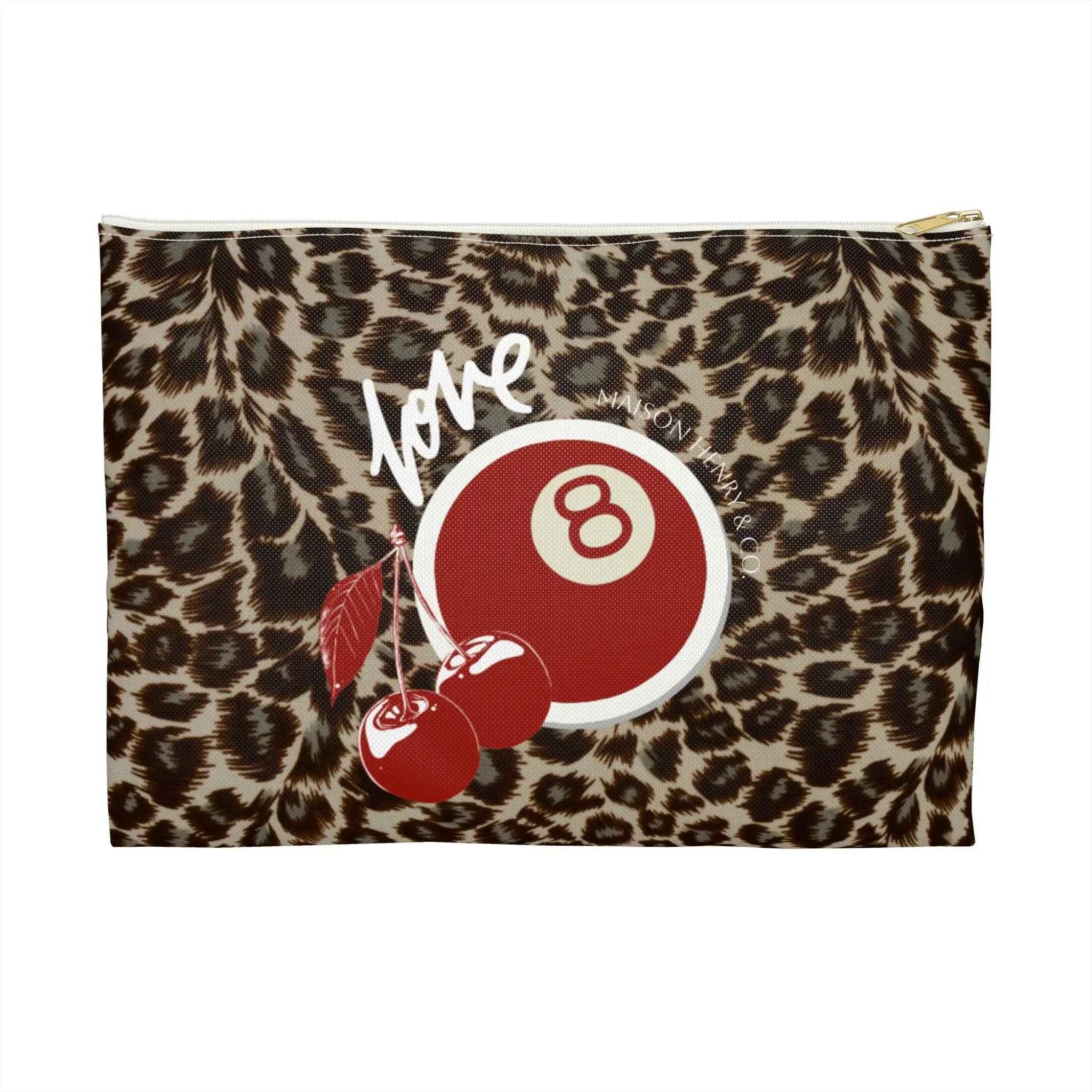 Leopard Cherry Print Kosmetiktasche - Maison Henry & Co.