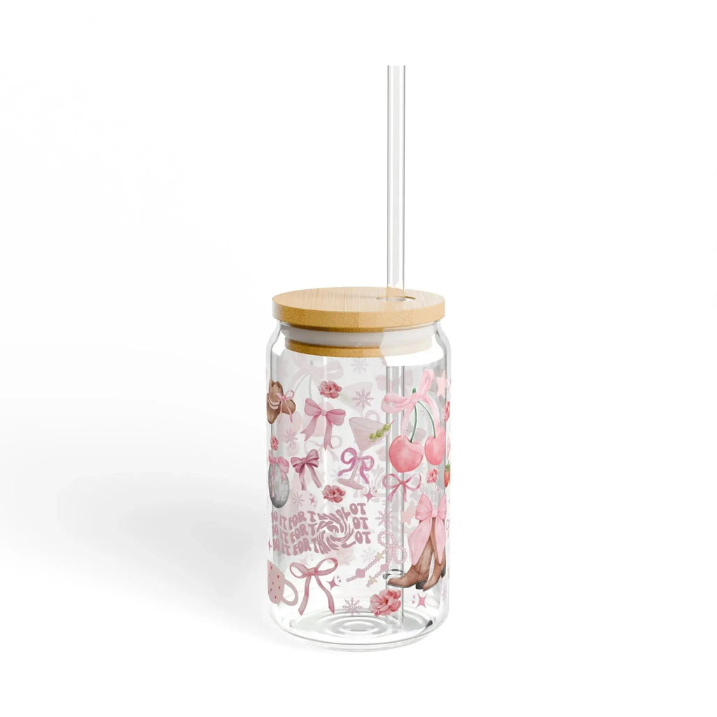 Cowboy Ribbon Sipper Glass 16oz - Maison Henry & Co.