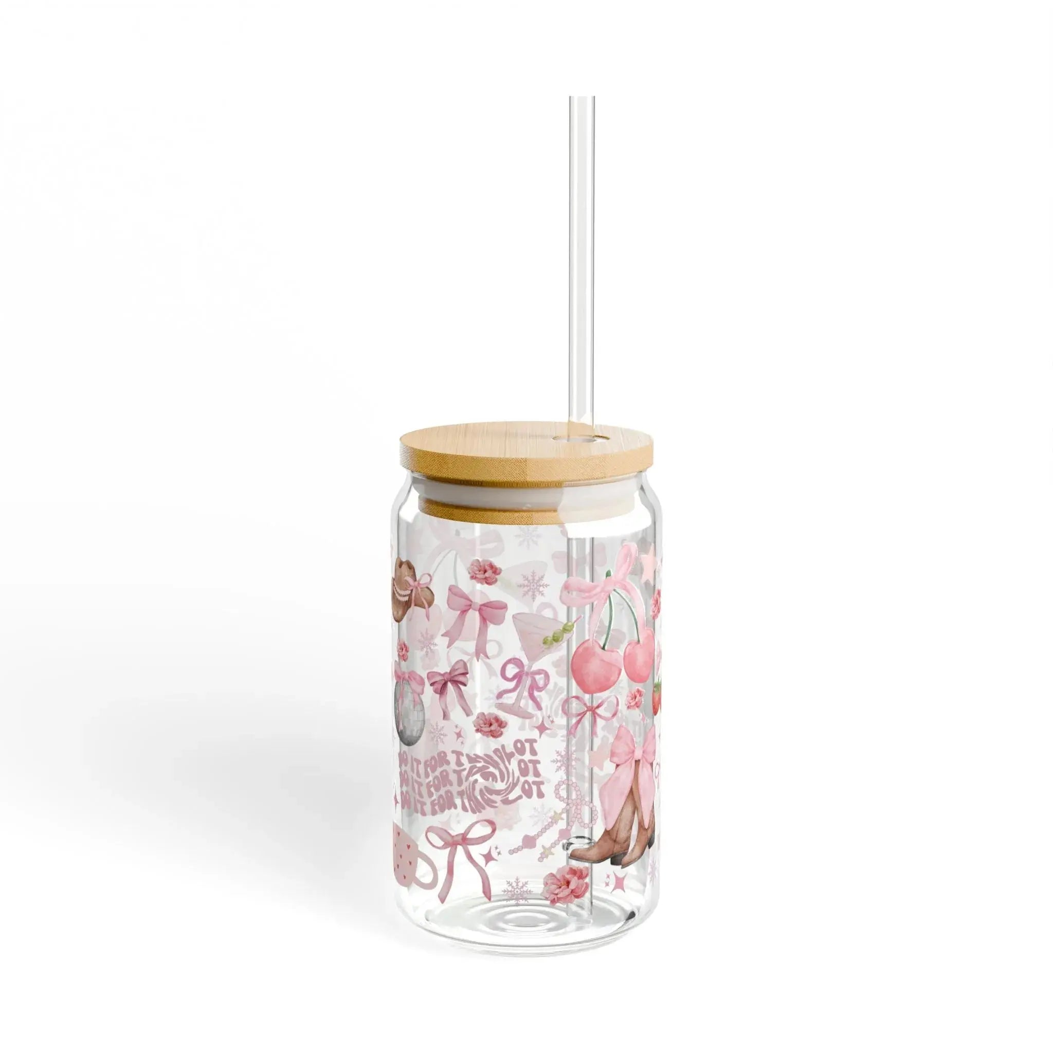 Cowboy Ribbon Sipper Glass 16oz - Maison Henry & Co.