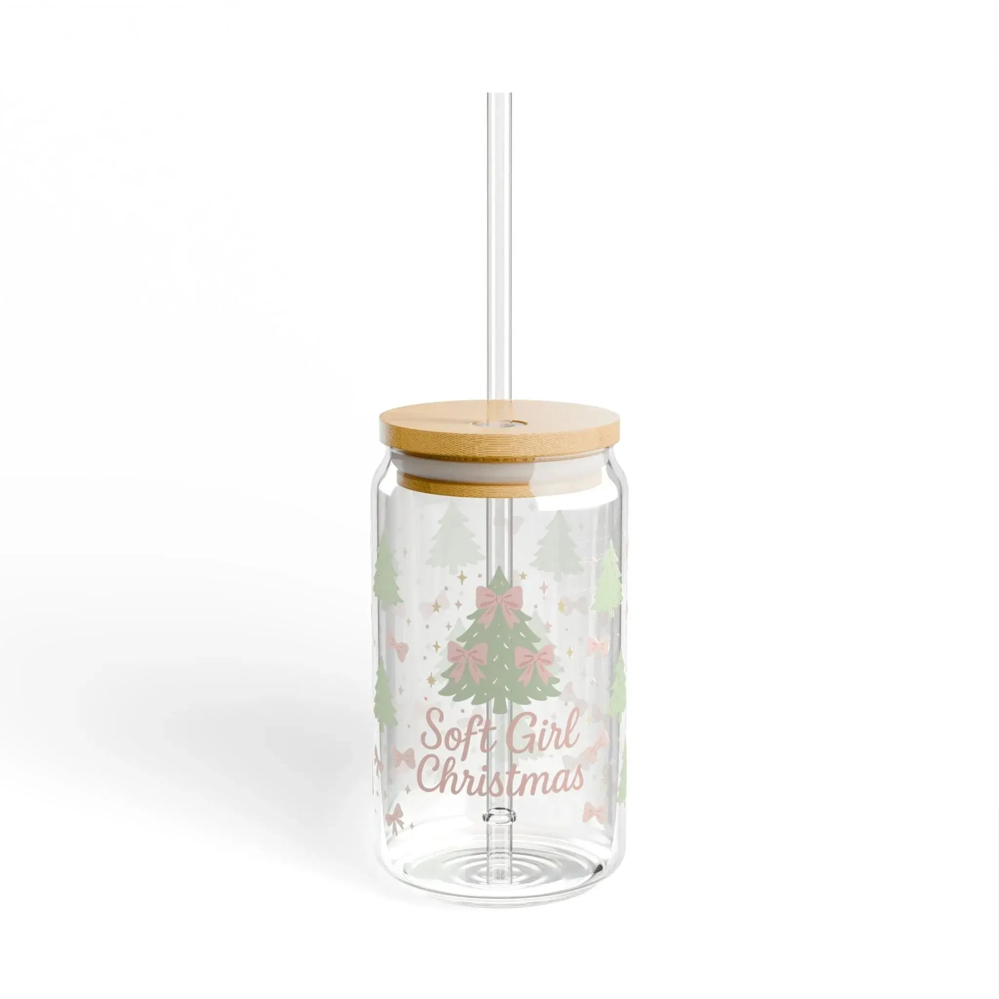 Soft Girl Christmas Sipper Glass 16oz - Maison Henry & Co.