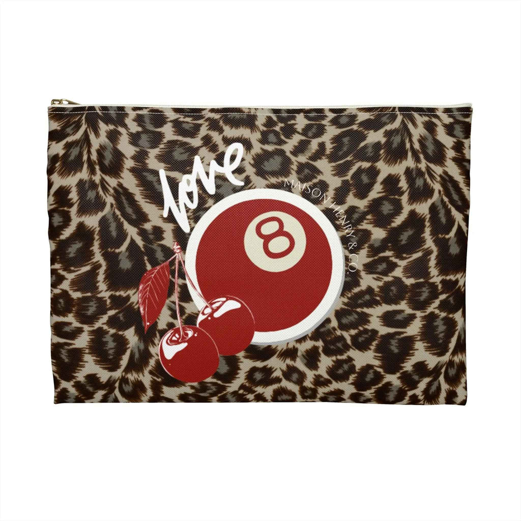 Leopard Cherry Print Kosmetiktasche - Maison Henry & Co.