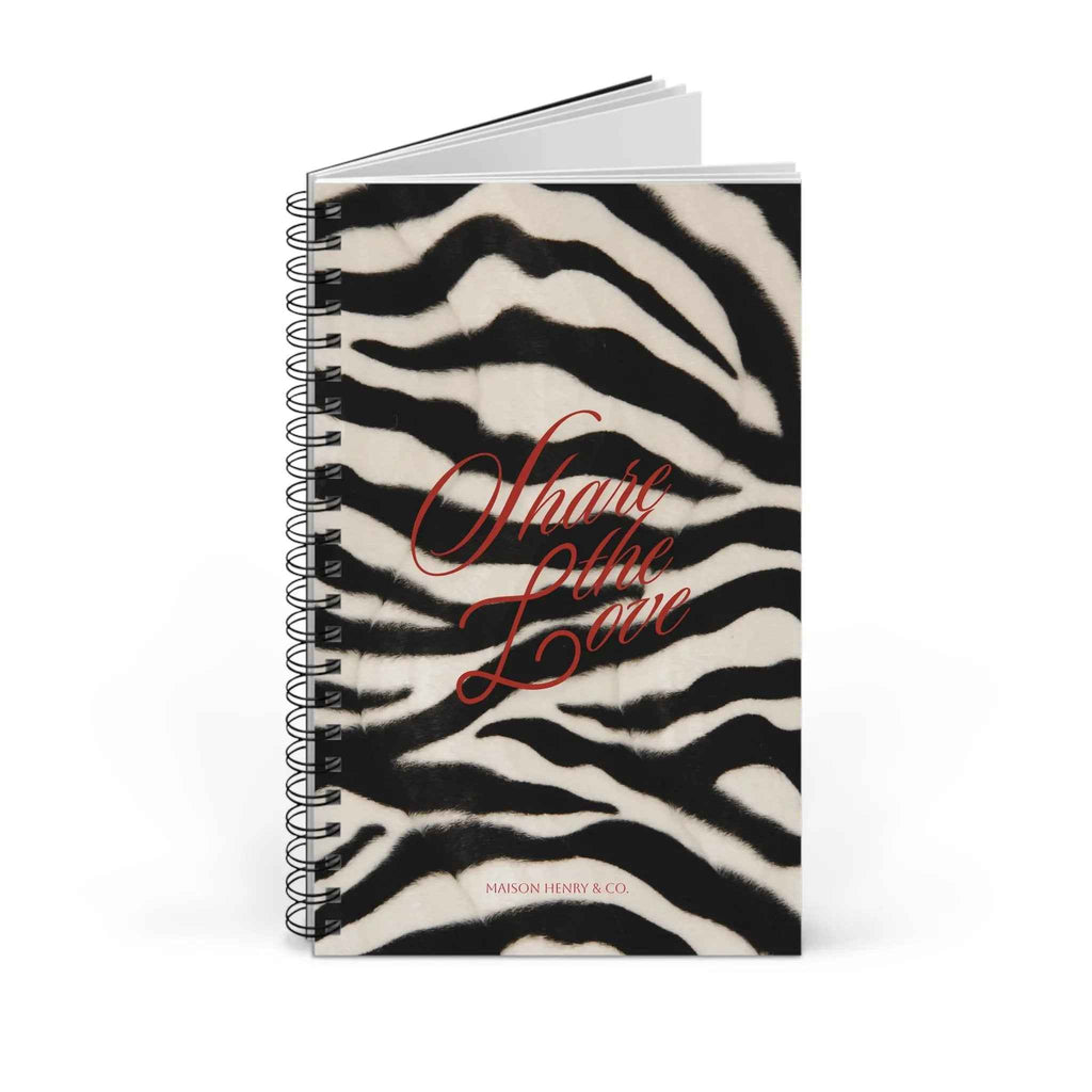 Share The Love Zebra Print Spiralnotizbuch - Maison Henry & Co.