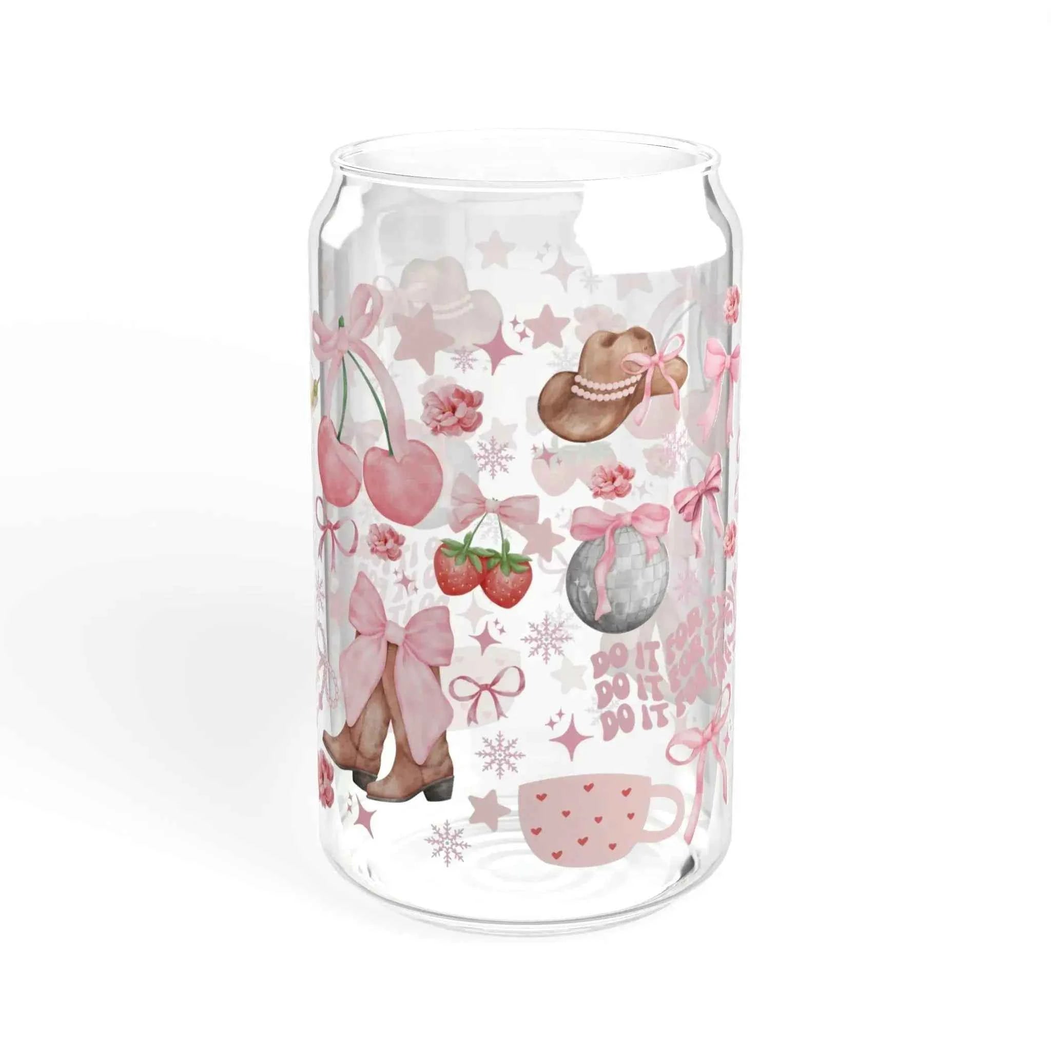 Cowboy Ribbon Sipper Glass 16oz - Maison Henry & Co.