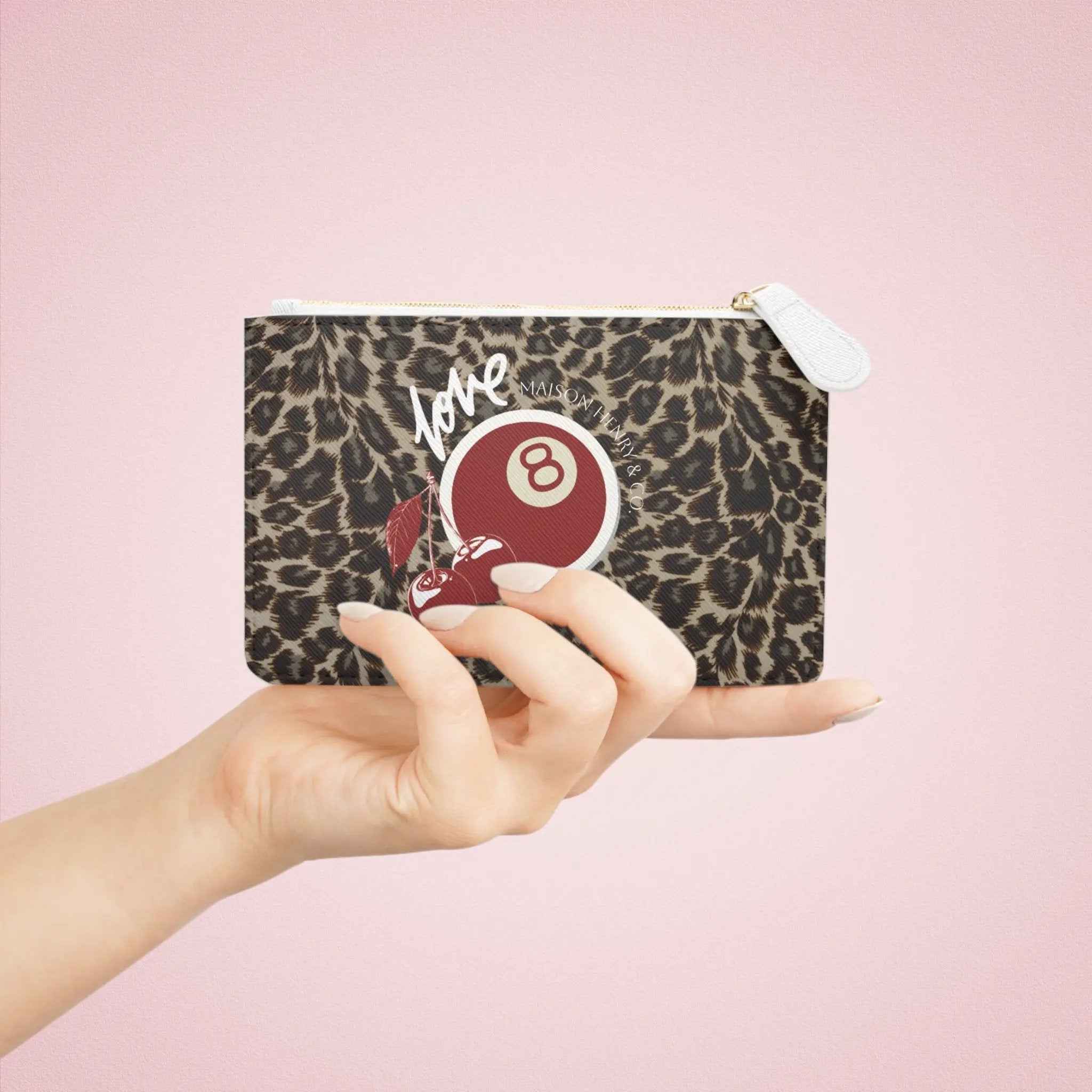 Leopard Cherry Print Mini Geldbörse - Maison Henry & Co.