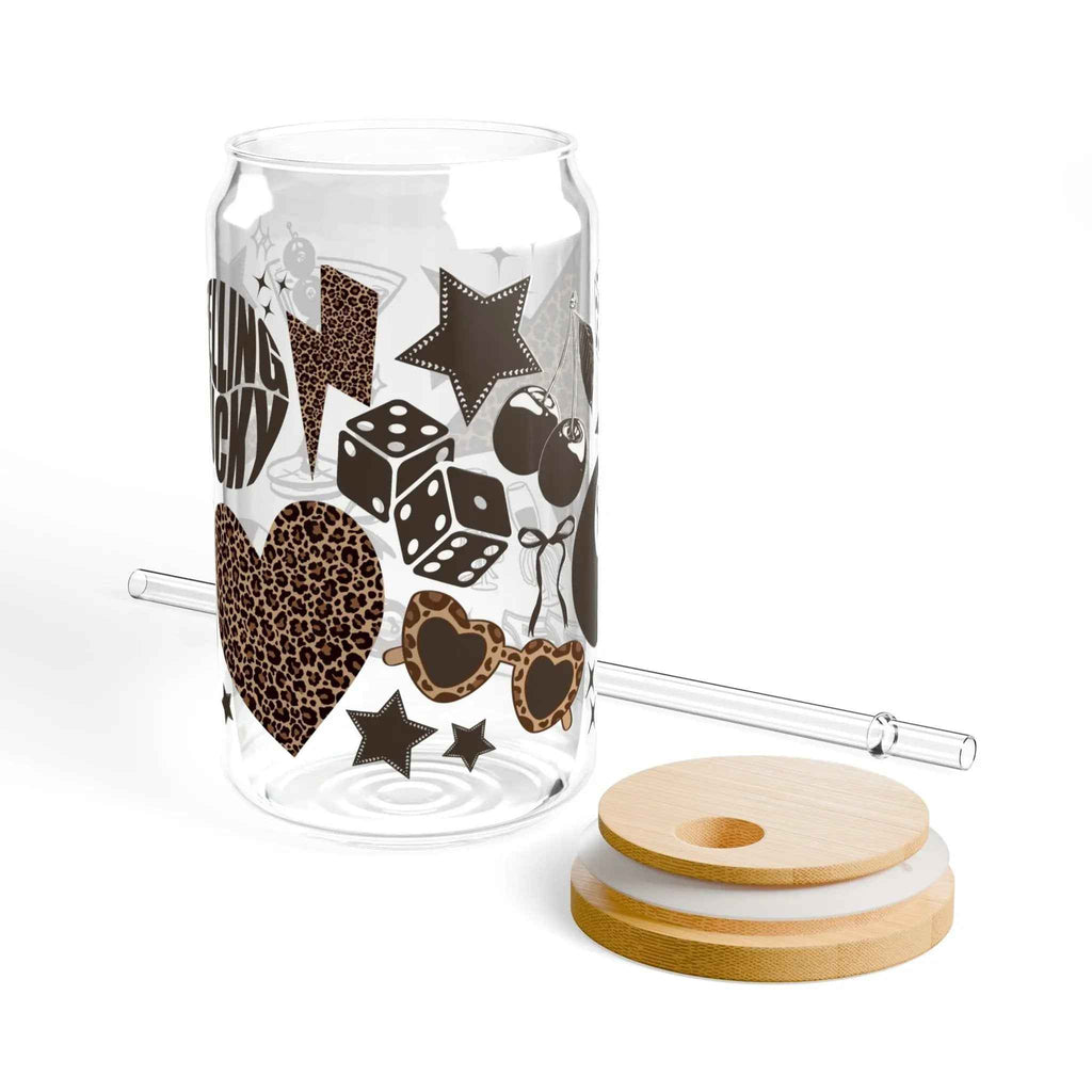 Leopard Print Sipper Glass 16oz - Maison Henry & Co.