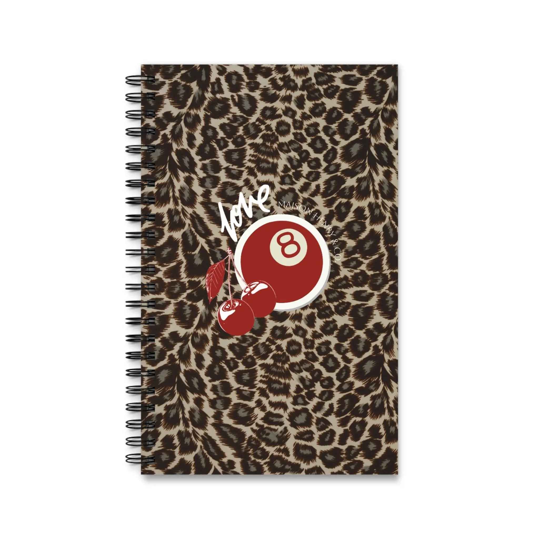 Leopard Cherry Print Spiralnotizbuch - Maison Henry & Co.