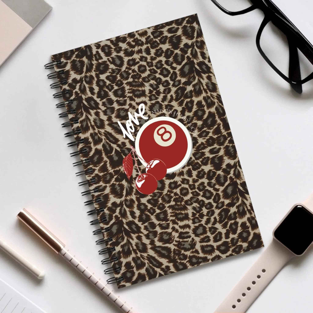 Leopard Cherry Print Spiralnotizbuch - Maison Henry & Co.