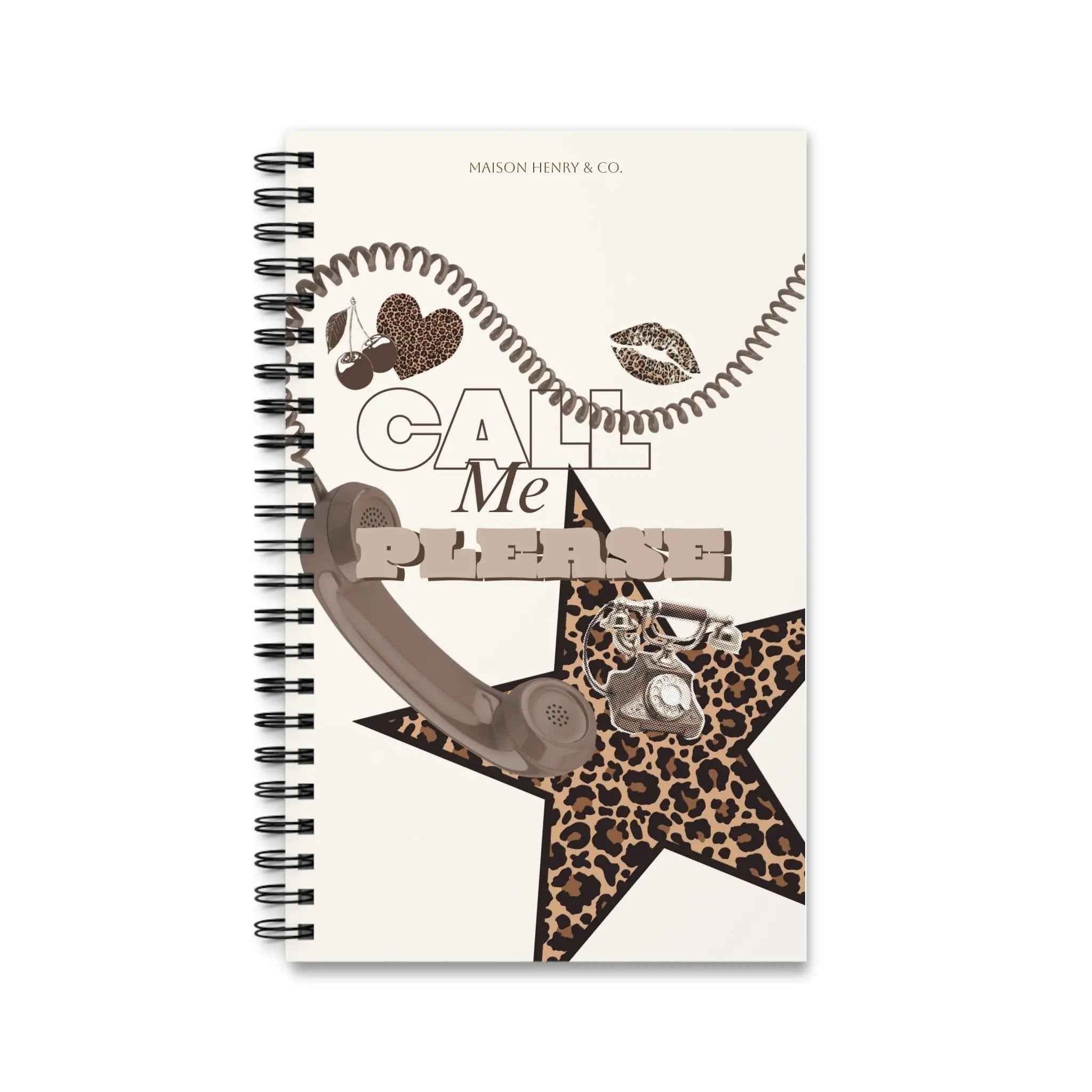 Leopard Print Spiralnotizbuch - "Call Me Please" - Maison Henry & Co.