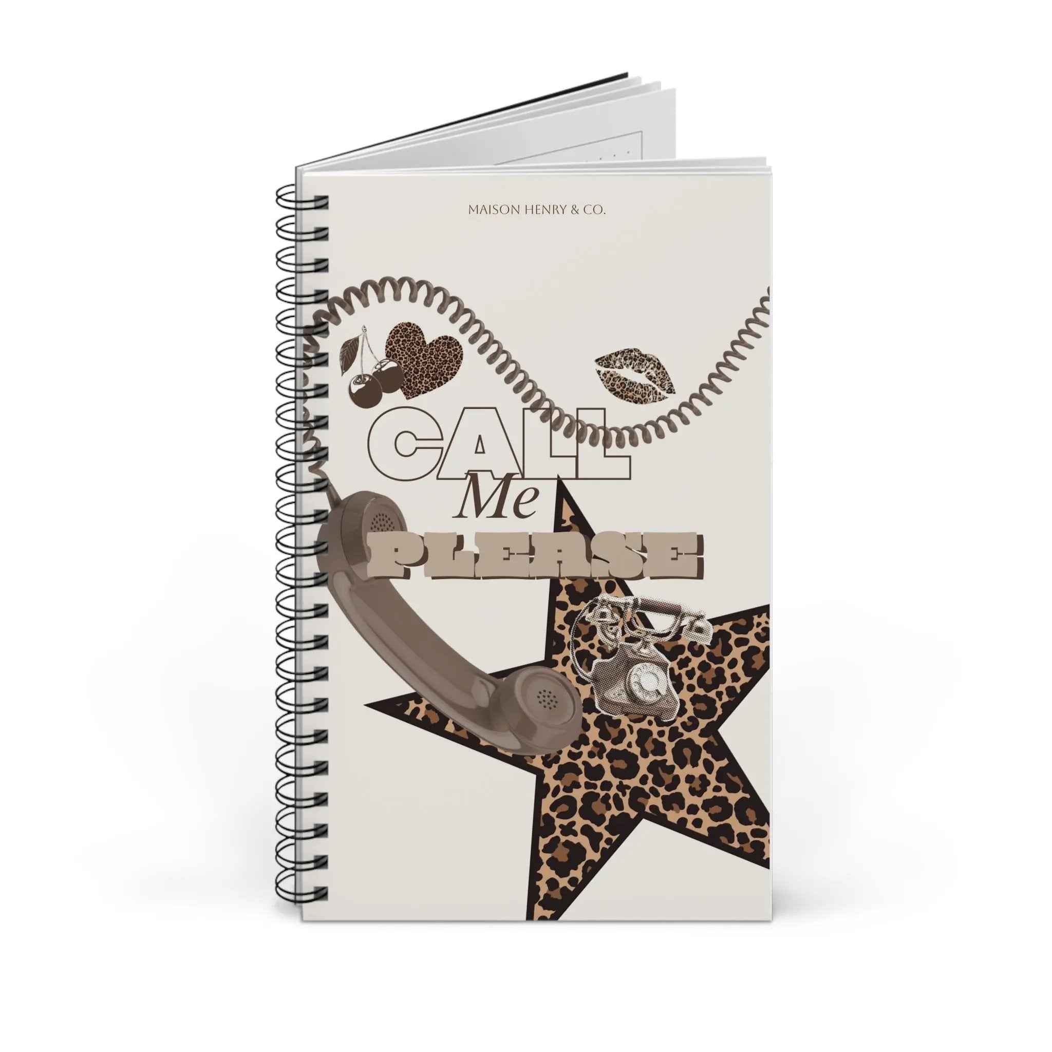 Leopard Print Spiralnotizbuch - "Call Me Please" - Maison Henry & Co.