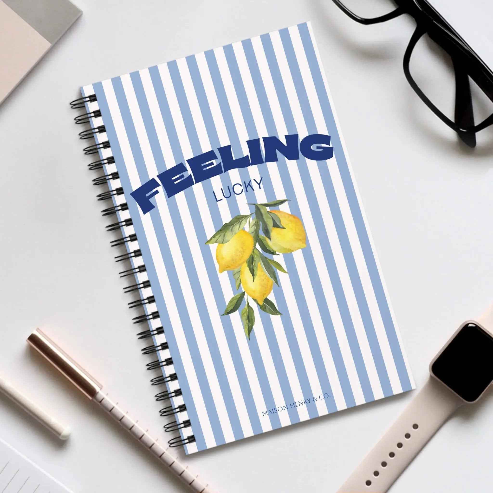 Feeling Lucky Spiralnotizbuch Blau - Maison Henry & Co.