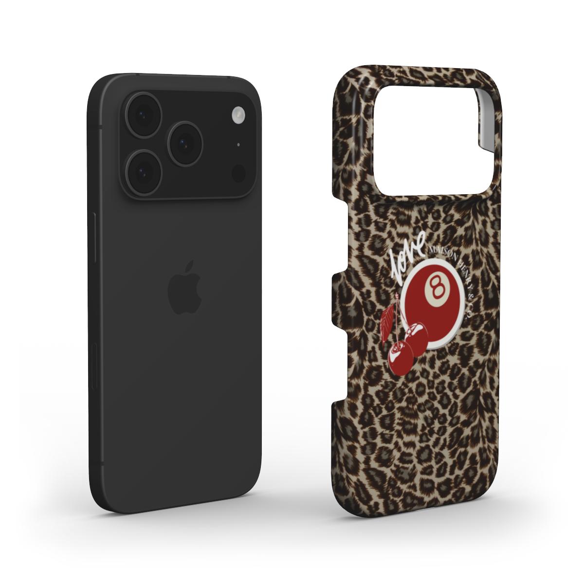 Leopard Cherry Print Snap Phone Case