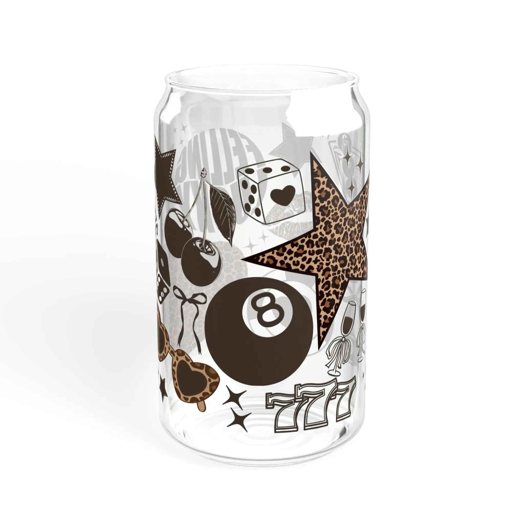 Leopard Print Sipper Glass 16oz - Maison Henry & Co.