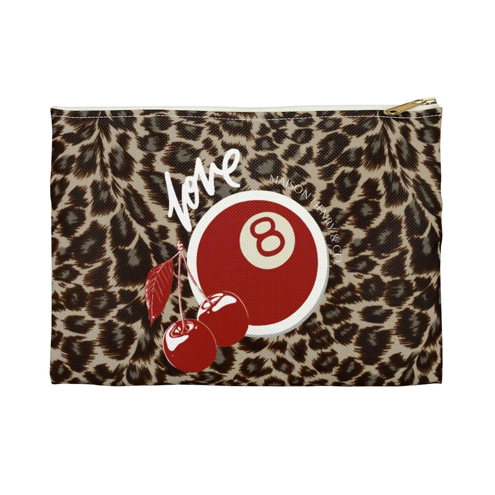 Leopard Cherry Print Kosmetiktasche - Maison Henry & Co.