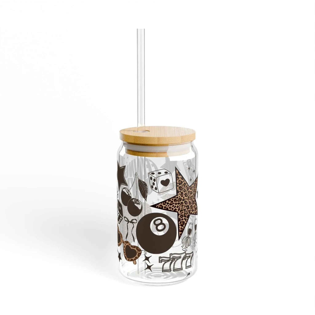 Leopard Print Sipper Glass 16oz - Maison Henry & Co.