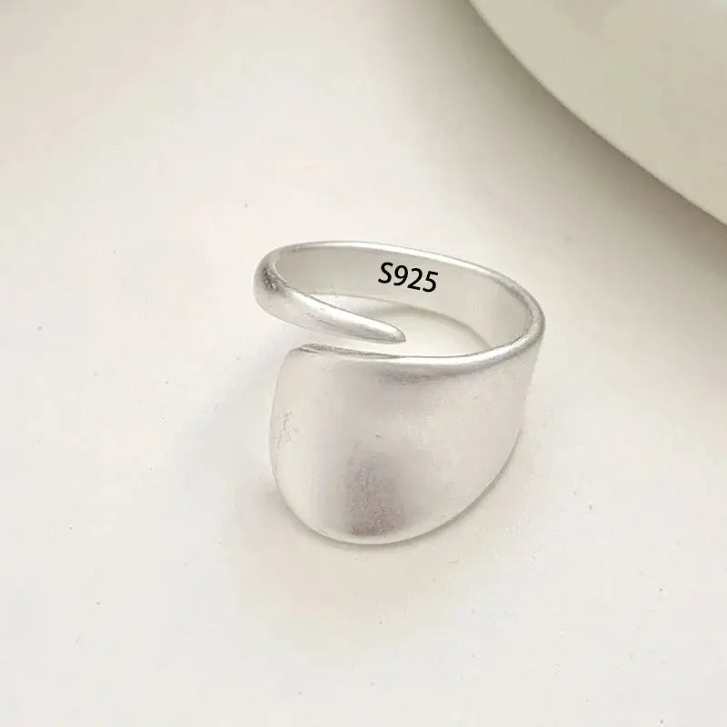 PANJBJ 925 Sterling Silver Frosting Geometry Ring for Women Wide Texture Versatile Handmade Ins Jewelry Gift Dropshipping Maison Henry & Co.