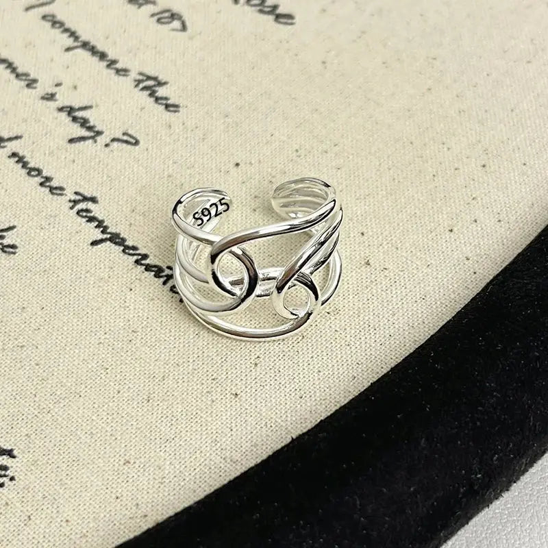 PANJBJ 925 Sterling Silver Frosting Geometry Ring for Women Wide Texture Versatile Handmade Ins Jewelry Gift Dropshipping Maison Henry & Co.