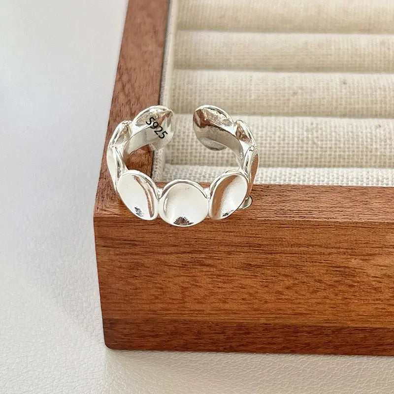 PANJBJ 925 Sterling Silver Frosting Geometry Ring for Women Wide Texture Versatile Handmade Ins Jewelry Gift Dropshipping Maison Henry & Co.