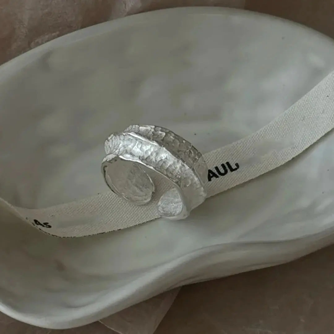 PANJBJ 925 Sterling Silver Frosting Geometry Ring for Women Wide Texture Versatile Handmade Ins Jewelry Gift Dropshipping Maison Henry & Co.