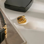 Statement-Ring mit Perlenakzent aus Edelstahl