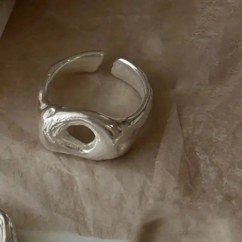 PANJBJ 925 Sterling Silver Frosting Geometry Ring for Women Wide Texture Versatile Handmade Ins Jewelry Gift Dropshipping Maison Henry & Co.